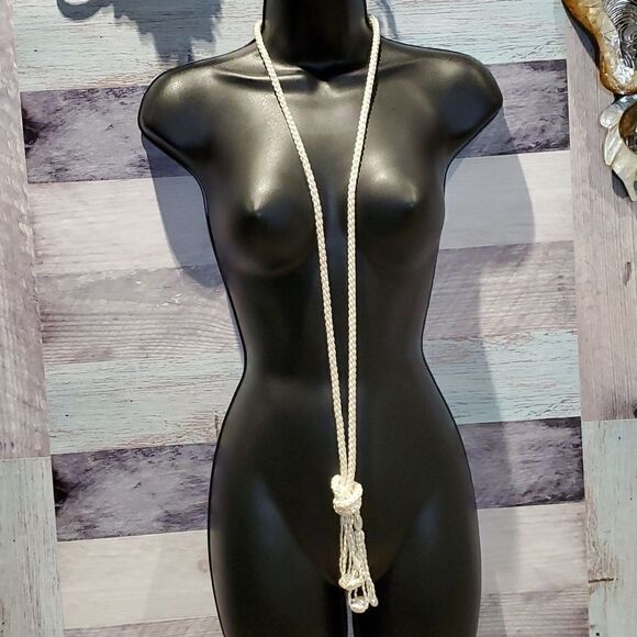 Extra Long Strand Knotted White Costume Faux Pearl Necklace Statement Jewelry - Picture 2 of 5